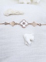 MOP Clover Bolo Bracelet with Crystal Accents - Artificial Rose Gold