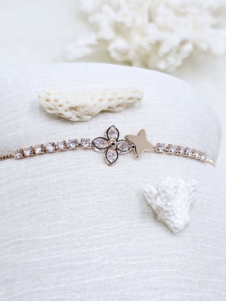Sparkling Star & Crystal Bolo Bracelet - Artificial Rose Gold