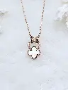 Butterfly & Mother of Pearl Clover Necklace - Artificial Rose Gold