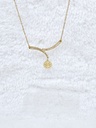Curved Bar Necklace with Geometric Medallion - Artificial Yellow Gold