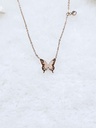 Openwork Butterfly Necklace with Crystal Accent - Artificial Rose Gold