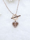 Heart Tag Toggle Necklace with Crystal Accents - Artificial Rose Gold