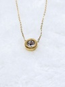Bezel-Set Crystal Oval Pendant Necklace - Artificial Yellow Gold