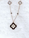 MOP Clover Necklace with Crystal Accents - Artificial Rose Gold