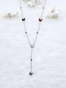 Butterfly Lariat Necklace with Colorful Accents - Artificial Rose Gold