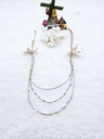 Triple Layered Chain Necklace with Turquoise Accents - Artificial Rose Gold