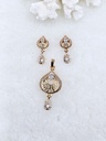 Pear-Shaped Crystal Pendant and Earrings Set - Artificial Yellow Gold