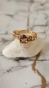 Round Champagne Ring with Crystal Pave Bands - Artificial Yellow Gold