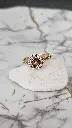 Cushion Cut Champagne Cubic Zirconia Halo Ring with Pave Band - Artificial Rose Gold