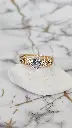 Round  White Stone Ring with Twisted Crystal Accents - Artificial Yellow Gold