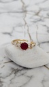 Round Red Stone with Marquise Crystal Accents - Artificial Yellow Gold