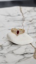 Marquise Red Stone and Cubic Zirconia Halo Ring - Artificial Yellow Gold