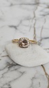 Round Champagne Topaz Ring with Crystal Pave Bands - Artificial Yellow Gold