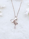 Pearl Whisper Bow Pendant – Artificial Rose Gold 