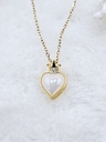 Crowned Mother of Pearl Heart Necklace - Artificial Yellow Gold