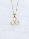 Three-Leaf Clover Necklace with Mother of Pearl - Artificial Yellow Gold