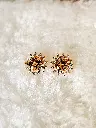 Champagne Cubic Zirconia Sunburst Stud Earrings - Artificial Yellow Gold