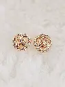 Round Openwork Crystal Stud Earrings - Artificial Yellow Gold
