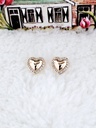 Heart-Shaped Cubic Zirconia Halo Stud Earrings - Artificial Yellow Gold