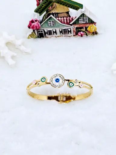 [0202004] Sparkling Evil Eye Bracelet - Artificial Yellow Gold