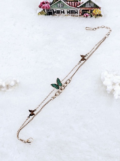 [0202020] Layered Butterfly Charm Bracelet - Artificial Rose Gold