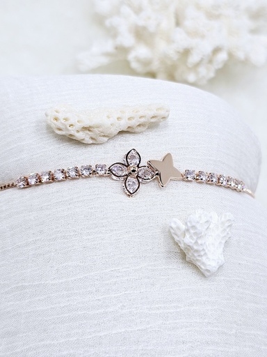 [0202027] Sparkling Star & Crystal Bolo Bracelet - Artificial Rose Gold