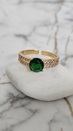 [0701018] Verdant Radiance Duo Ring – Artificial Yellow Gold 